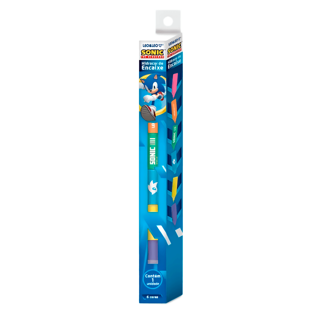 Caneta Hidrocolor Encaixe Sonic com 6 Cores - Leo-Leo